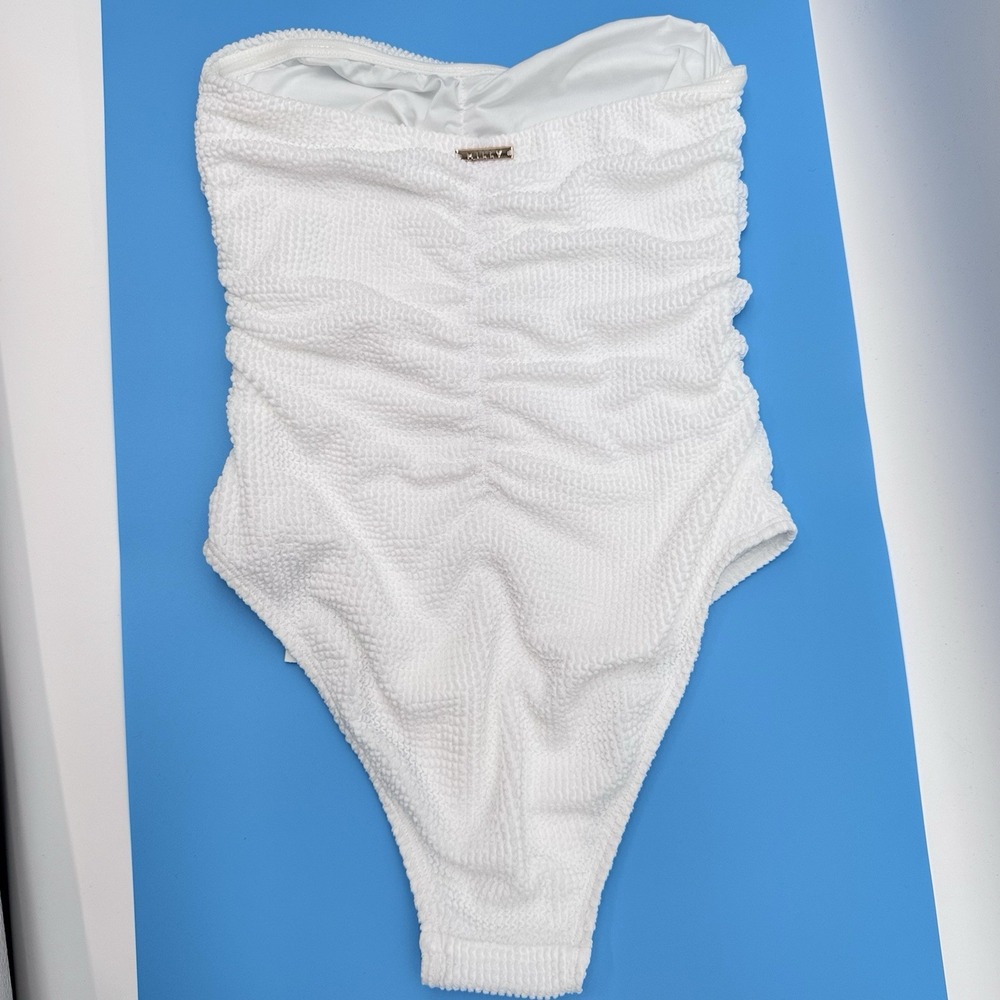 NWT Milly Textured‎ Ruched One Piece Lab White Size Small